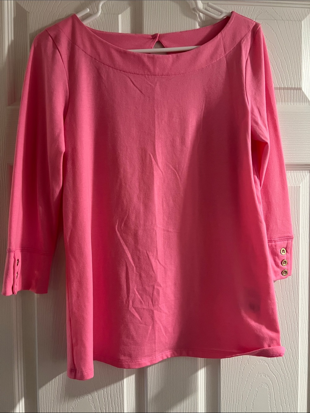 Lilly Pulitzer Hot Pink Boatneck 3/4 Sleeve Top
